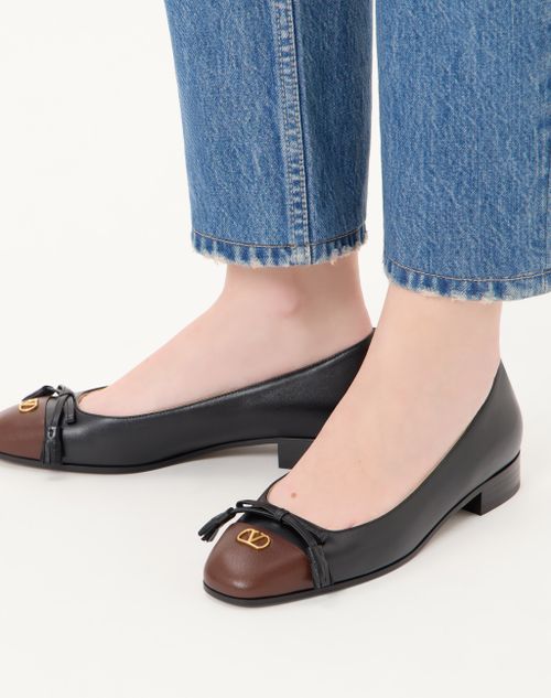 Valentino Garavani - Valet Du Roi Kidskin Ballerina 25mm - Black/coffe - Woman - Ballerinas